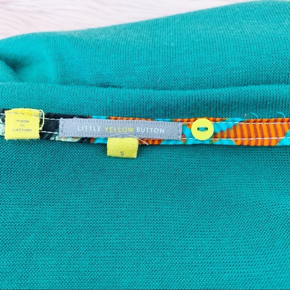 Anthropologie Little Yellow Button Teal Tunic Contrast Panel - Picture 6 of 6